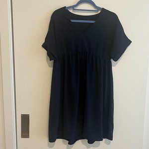 Navy Short Sleeve Babydoll Dress